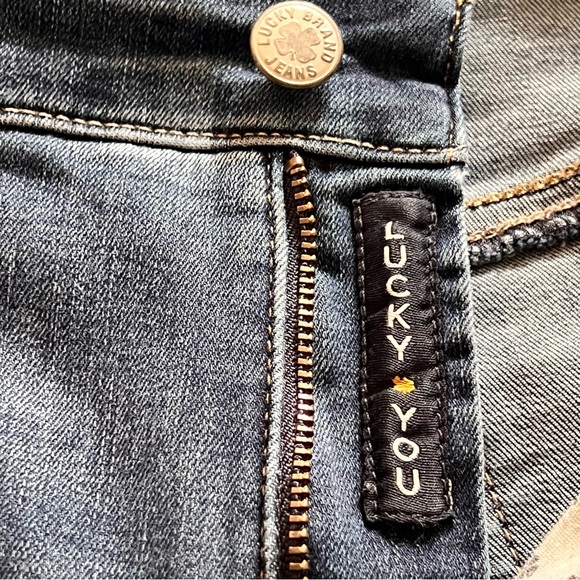 Lucky Brand Bridgette Skinny Jeans Women's 4/27 Blue Frayed Mid Rise Distressed - Picture 6 of 15